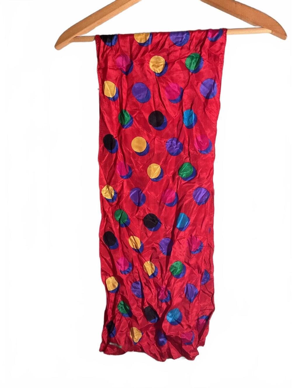 Vintage Echo Silk Scarf with Colorful Polka Dots